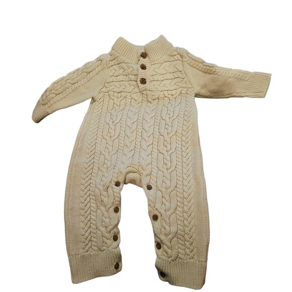 Baby Gap Cable Knit Long Sleeve One-Piece in French Vanilla Size 6-12 Months - Picture 1 of 7